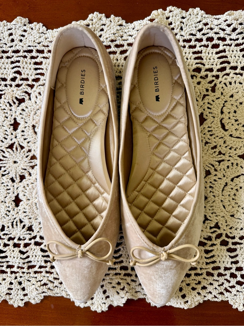 Birdies Blush Velvet Pointed-Toe Ballet Flats - Picture 5 of 8